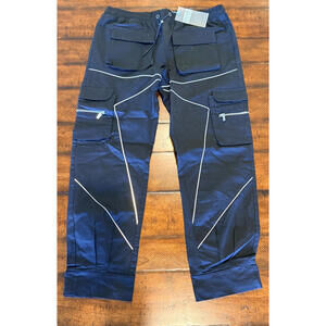 Guapi Mens Reflective Obsidian Black Cargo Pants Limited Edition, Size 38